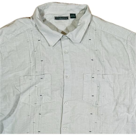 Cubavera Men’s 3XL Short-Sleeve Shirt Double Breast Pockets Green w/Embroidery - Picture 1 of 10